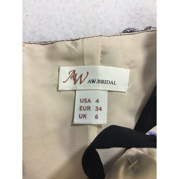 AW BRIDAL SZ 4 S black Patty tulle embroidered multi floral maxi dress NEW B59 - Picture 7 of 8